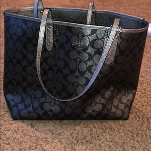Authentic silver and black coach bag